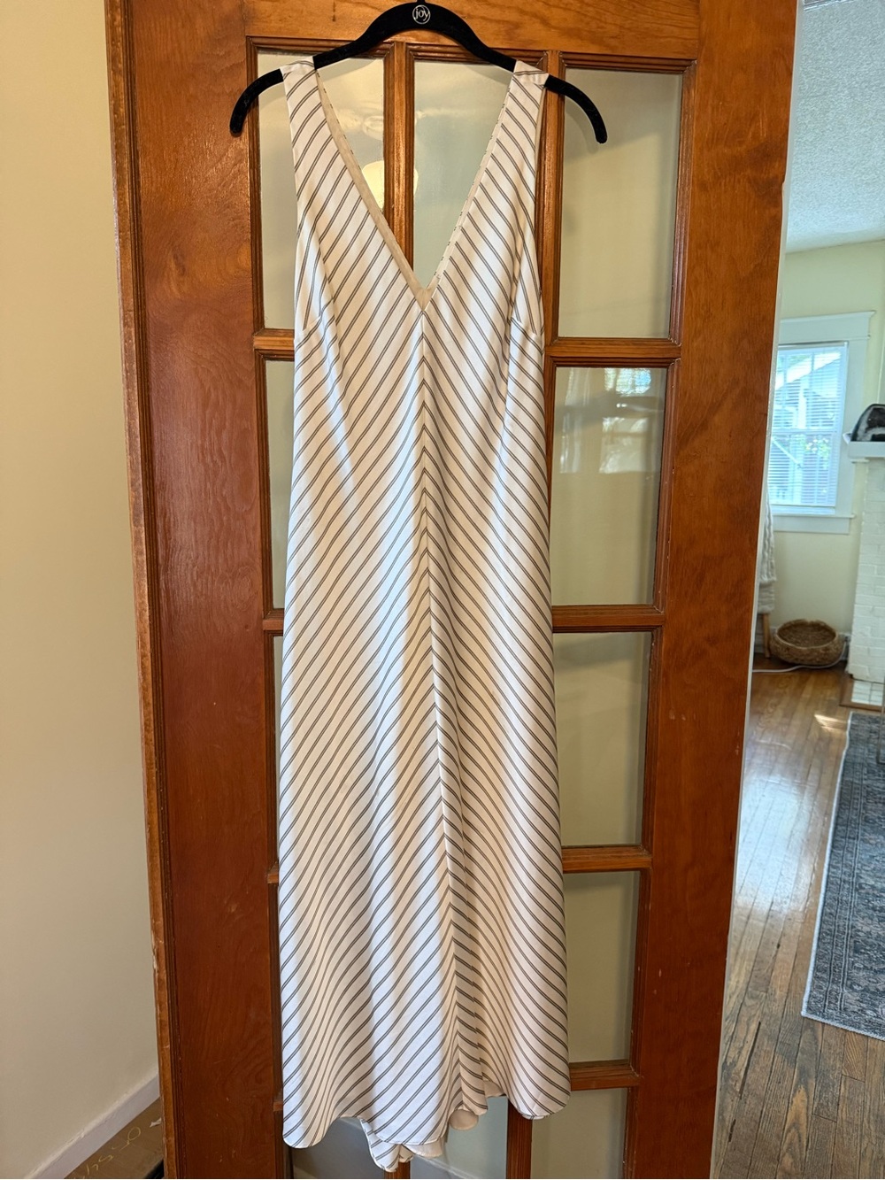 FRAME Silk Striped Midi Dress - Cream